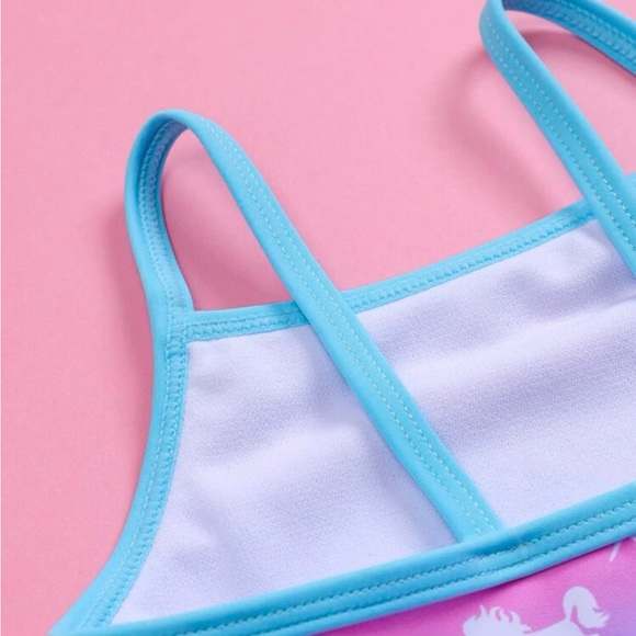 Toddler Girls Unicorn Print Mesh Ruffle One Piece Swimsuit - Picture 6 of 6